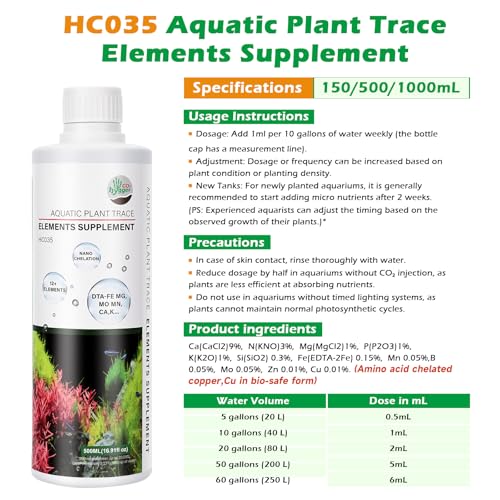 HC035 All-in-One Liquid Aquarium Plant Fertilizer - with Essential Micro & Macro Nutrients for Freshwater Planted Tanks, 150ml/500ml/1000ml (500mL) - color: Micro&Macro Fertilizers, size: 500mL
