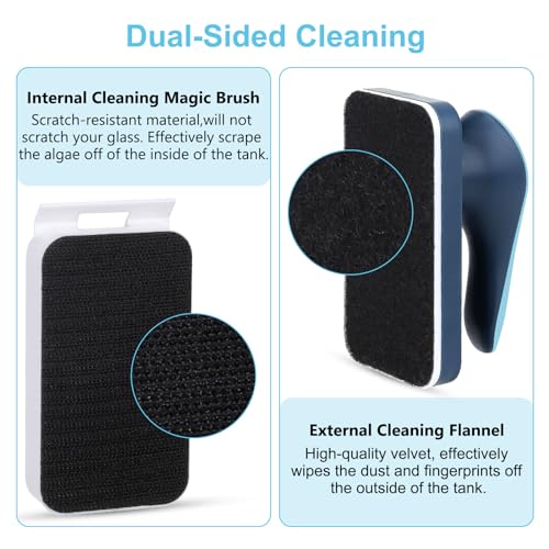 fishkeeper Aquarium Magnetic Glass Cleaner, Fish Tank Algae Magnet Cleaning Tool with Algae Scraper for Glass Aquariums Tank, Floating Scrubber Brush, 2 Detachable Scrapers, Small - size: S for Glass Thickness：1/8"-1/4"