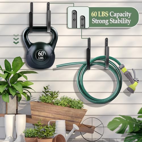 Garden Hose Holder Outside: 2 Pack Wall Mount Water Hose Hanger Organizer Outdoor - Heavy Duty Rustproof Hanging Hose Rack Hook for 150FT Storage - color: B-2PCs