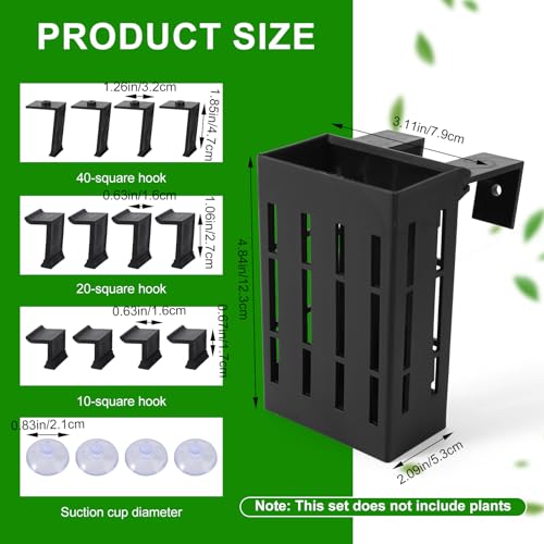 2pcs Aquarium Plant Holder, Plastic Adjustable Upgraded Aquarium Plant Baskets with 12 Extension Hooks and 4 Suction Cups for Fish Tanks and Aquascape Decoration