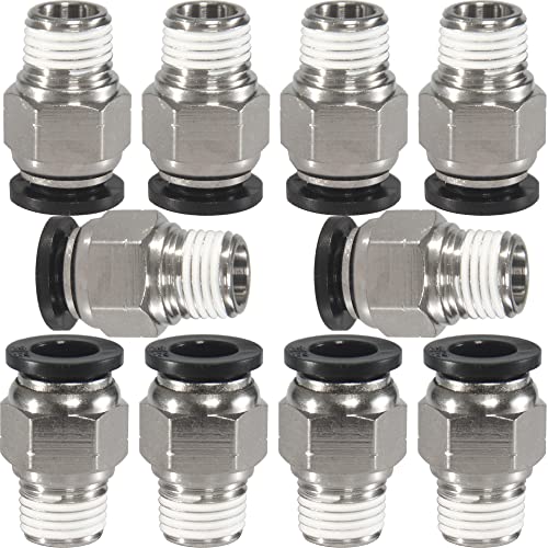 3/8 Air hose fittings,Push to Connect Air fittings Male Straight 3/8 Inch Tube OD x 1/4 NPT Thread Fitting (Pack of 10) - size: OD 3/8 - NPT 1/4, style: Male thread