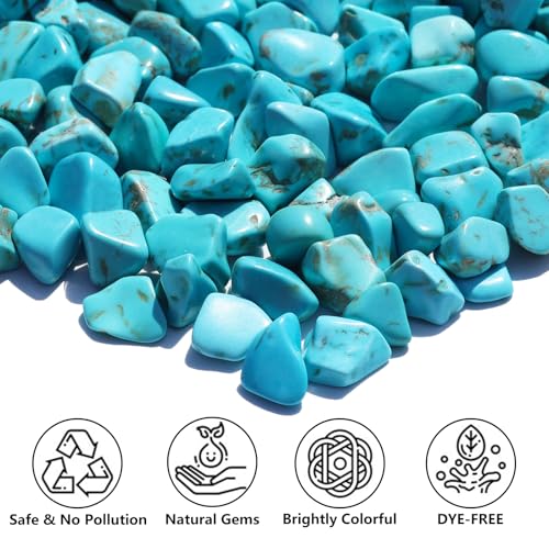 QYGL Crystal Stone - 0.9LB Howlite Turquoise Crystal Chips Bulk, Decorative Tumbled Gemstones for Fish Tank Gravel, Vase Filler, DIY Crafts, Plant Pots & Home Decor - color: Turquoise