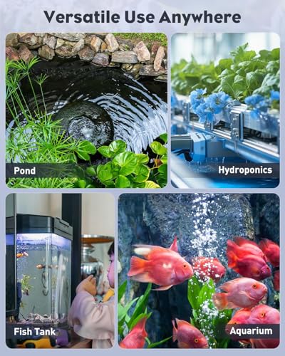 Pawfly Aquarium Air Pump, 110 GPH Air Pump for Fish Tank up to 160 Gallons, Ultra Quiet Adjustable Oxygen Pump with Airline Tubing, Air Stone & Check Valve, Aerator for Fish - size: 5 W (up to 160 Gallons)