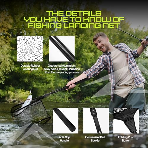 Waterproof Fishing Backpack with Tackle Boxes, Rod Holder & Foldable Net - 45L Fishing Tackle Bag with Trays Included, Extra Storage Gear and Equipment, Rain Cover, Fisherman Gift for Men - color: Large (45 L) - Black