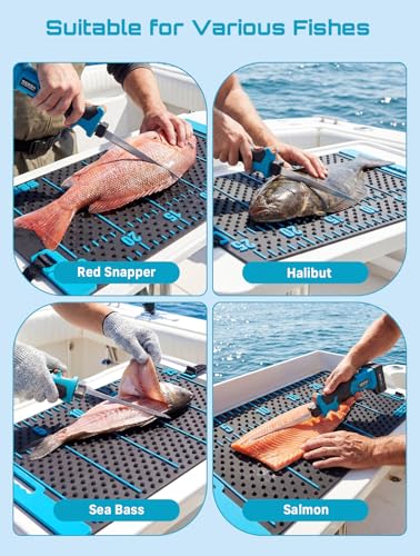 Seesii Fish Fillet Mat with 25" Integrated Ruler, Portable Anti-slip Cutting Board, Easy to Clean for Outdoor Fishing, Filleting