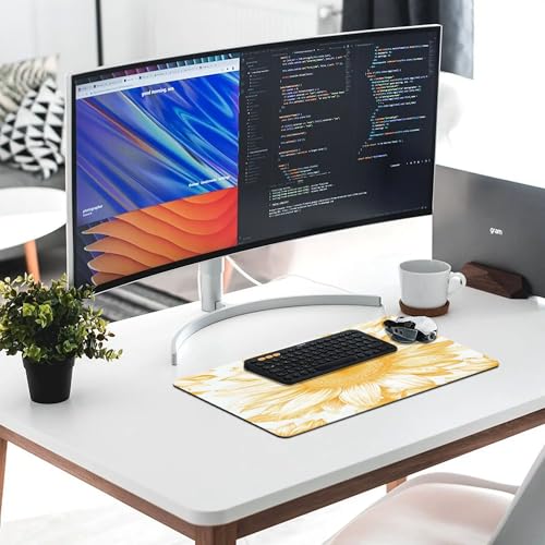 XXL Gaming Mouse Pad Sunflower Vintage Flower XXL Gaming Mouse Pad Large Desk Mat Protector for Desktop, Anti-Slip Rubber Extended Computer Keyboard Mat Writing Pad, 15.7 * 35.4 in,B-1480 - color: B-1480, size: 15.7*35.4 In