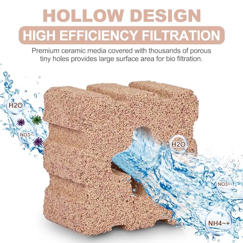 RealPlus Aquarium Filter Media 40pcs Bio Ceramic Brick for Marine and Freshwater Aquarium Canister Filter Pond Fish Tank (1.8" x 1.8" x 1.1")