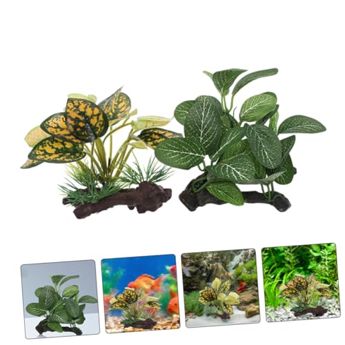 2pcs Aquarium Artificial Plastic Plants Fish Tank Accessories Leaf Hammock Pad Small Tank Decorations Plastic Fish Hides for Betta and Goldfish