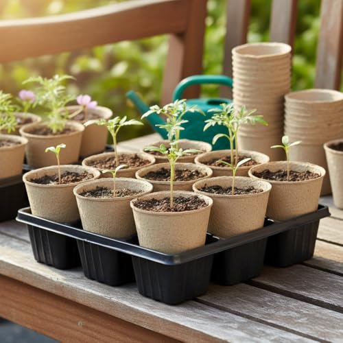 YESIACE Peat Pot, 126 Packs 3.15 Inch Seed Starting Pots with Drainage Holes Round Nursery Pot, Biodegradable Round Plant Seed Starter Peat Pots Germination Seedling Trays - size: 3.15 inch Round