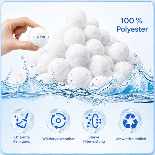3 lbs Pool Filter Balls for Sand Filter, Reusable Pool Fiber Filter Balls Replace 110lbs Pool Filter Sand, for Sand Filter System, Swimming Pool, Filter Pump, Pool Cleaning, Accessories (3 Pounds) - color: 3 Pounds