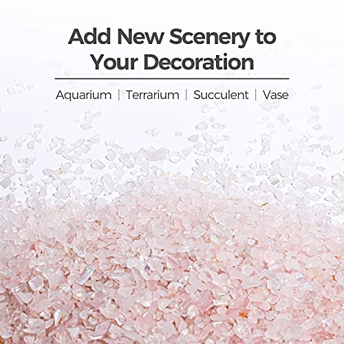 T4U Tumbled Chips Stones Crushed Crystal Quartz 1 LB, Irregular Shaped Gravel Pebble Healing Stone, DIY Smoothed Rocks for Potted Plant,Resin Art,Vase Fillers Aquarium Gravel Rocks (Light Rose) - color: #2 - Rose, size: 1 LB