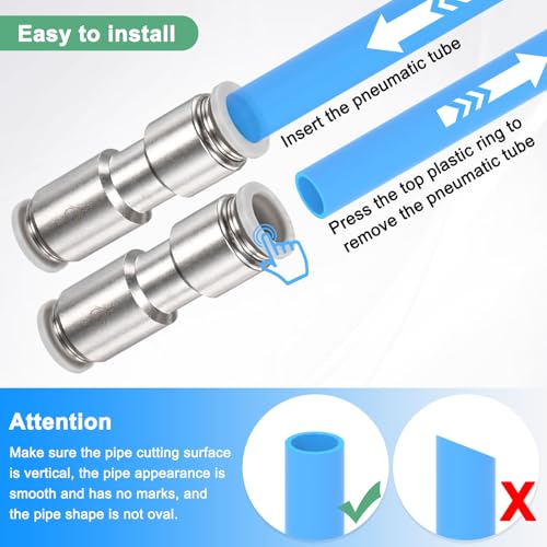 M METERXITY 1/2" OD Check Valve, Nickel Plated Brass Push to Connect Fitting One Way Check Valve for Tire Pump/Aquarium Air Pump/Gas Pipeline, Quick Release Fitting [Silver Grey]