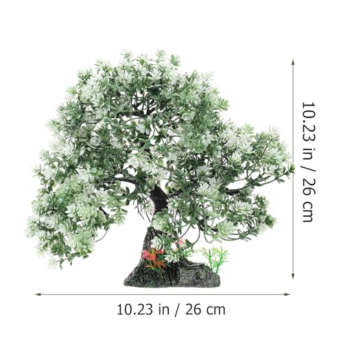 Healeved Aquarium Artificial Tree Decor Realistic Fish Tank Landscaping Ornament for Home Decoration Premium Craft for Aquatic Plants and Desktop Decor - color: White Green, size: 26.00X26.00X5.50CM