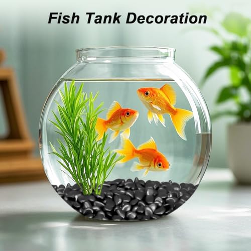 Terrarium Supplies,Virekm River Rocks, Decorative Ornamental Pebbles,Garden Landscaping Stones,Gravel Filler for Home Decoration Flower Bed Fish Tank Plants Vases Succulents - color: BLACK, size: 1 Pound