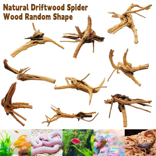 Hamiledyi 4PCS Driftwood for Aquarium 8-10in Natural Spider Wood Reptile Branches Fish Tank Log Ornament Aquarium Trunk Decoration - size: M:Spiderwood (8-10in 4PCS)