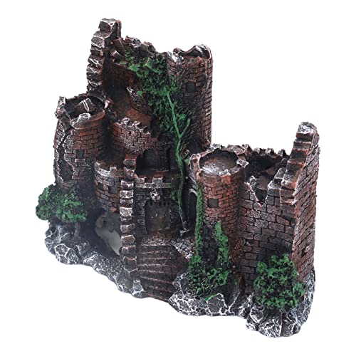Tyenaza Fish Tank Castle Decoration, Aquarium Castle Decoration, Lifelike Hideout Resin Fish Tank House Ornament for Saltwater Freshwater