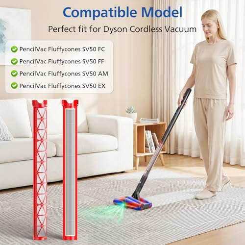 2 Pack SV50 Filter Replacements Compatible with Dyson PencilVacᵀᴹ Fluffycones Cordless Vacuum, Vac Filter Parts with 1 Cleaning Brush