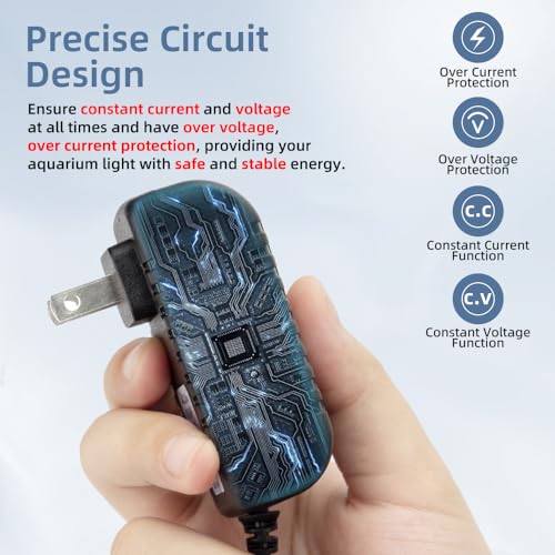 DaToo Aquarium Light LED Power Adapter AC 100-240V DC 12V 2A Replacement Power Adapter Fish Tank Light Power Supply Converter with Indicator Light - size: 12V 2A