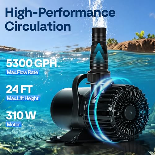 VIVOHOME Electric 310W 5300GPH Submersible Water Pump for Koi Pond Pool Waterfall Fountains Fish Tank and Aquarium - size: 5300GPH