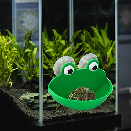 Pensino Frog Habitat Frog Dish Holder with Suction Cups, Cute Frog Terrarium Decor Fish Tank Decoration for Tree Frog Toad Tadpole (1 Pack) - color: 1 Pack