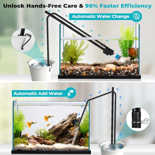 fishkeeper Electric Aquarium Gravel Cleaner, 8 in 1 Automatic Fish Tank Cleaner Kit Gravel Vacuum for Fish Tank, for Change Water/Wash Sand/Water Filter/Water Circulation (30W 480GPH)