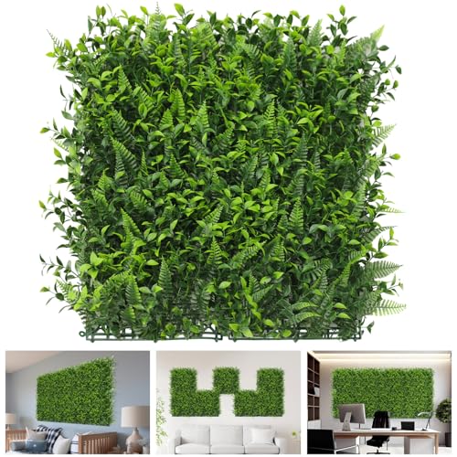 TANG 20"x20"-1PC Artificial Greenery Boxwood Panels Grass Wall Panel, Faux Privacy Fence Ivy Screens Backdrop Fake Hedge for Indoor Outdoor Wedding Décor, Style-9 - color: 20"x20" Panel-9, size: 20"x20"