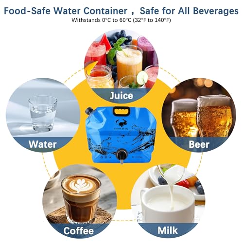 Water Jug Camping 2.1 Gallon Collapsible with Spigot, BPA Free Portable Water Pouch Foldable Water Bags for Outdoor Hiking, Travel and Emergency & Water Storage Containers (Blue-3Pcs) - color: Blue-3Pcs