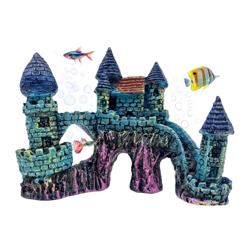 Cute Aquarium Castle Decor, Fish Tank Castle Ornaments, Fairy Aquarium Fish Tank Hide Caves Hideouts Hide House for Small Fish Betta Shrimp Crab Cichlids Guppy
