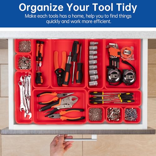 45 Pack Tool Box Organizer Tool Tray Dividers, Toolbox Drawer Organizers Storage Trays for Rolling Tool Chest, Work Bench Cabinet Bins, Hardware Parts Screw Nut Bolt Small Tools Organization - Red - color: 45PCS - Red, size: 3 - Sizes