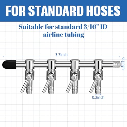3 Pack 4-Way Aquarium Stainless Steel Air Flow Control Lever Valve with Airline Tubing Connector for Air Pumps Fish Tank Multi-Port Distributor Splitter - style: 4-Way