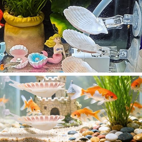 5 Pcs Betta Fish Bed Shell Hammock Betta Resting Spot with Suction Cups Natural Shell Hideouts & Spawning Grounds for Betta, Shrimp, Cichlid, Small Fish Tank Decorations