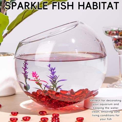 1 LB Red Glass Marbles, Mini Flat Glass Beads~150 PCS for Vase Fillers, Floral Bottom Mancala Gems Pebbles Fish Tank Rocks for Table Aquarium,Home Decor Art Craft Supplies(0.5"~0.7") - color: Red~1 Lb, size: 1 LB