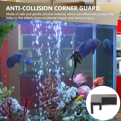 Kisangel 6pcs Black Medium Silicone Corner Protectors Anti-Collision Guard for Fish Tank and Aquarium Edges, Soft Safety Bumpers for Pets and Furniture Edge Protection