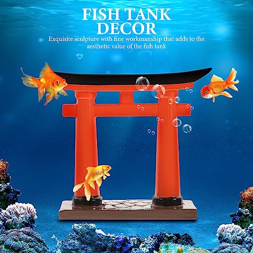 HANABASS Japanese Torii Gate Miniature Shrine Fairy Garden Decor Zen Garden Japan Torii Gate Bridge Landscape Ornament for Aquarium Fish Tank Decor