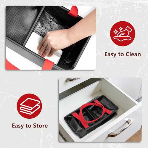 HODRANT Grill Rescue Dunk Tank with 2 Rooms, Waterproof Grill Brush Bristle Free with Front Pocket & Portable Handles, Collapsible Water Bucket BBQ Brush Cleaning Bag for Camping (Soak Basin Only)