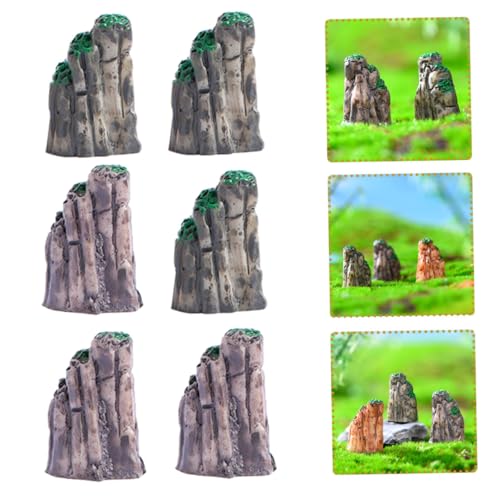 MERRYHAPY 6pcs Mini Rockery Statues for Garden Fairy Fish Tank Decor Mushroom House Landscape Accessories
