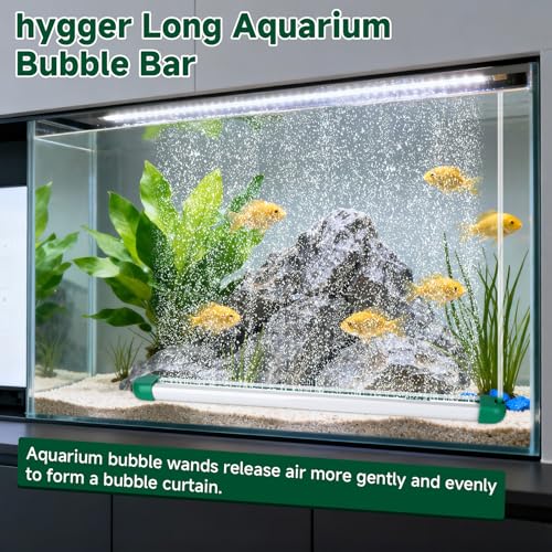 hygger 13.9Inch Aquarium Bubble Bar, Double Row Fine Mist Air Bubble Curtain Wall, Quiet Dissolved Oxygen Diffuser Air Stone, Self-Sinking Design Fish Tank Bubbler for Freshwater Saltwater Hydroponics - size: 13.9Inch