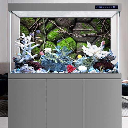 AWERT 48x24 inches Stone Aquarium Background Rock Fish Tank Background Rocky Terrarium Background Vinyl - size: 48x24in/120x60cm