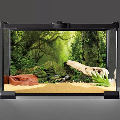 AWERT Tropical Forest Terrarium Background Stream Green Huge Tree Reptile Habitat Background Foggy Rainforest Aquarium Background 36x24 inches Durable Polyester Background - size: 36 x 24 inches
