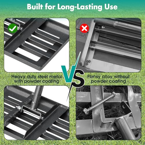 Lawn Leveling Rake,30x10 Inch Ground Plate,72 Inch Adjustable Long Handle Yard Level Tool with Curved Edge,Heavy Duty Large Landscaping Lawn Leveler for Grass, Golf Field, Soil Sand Dirt Spreader - size: 30"x10", 80"