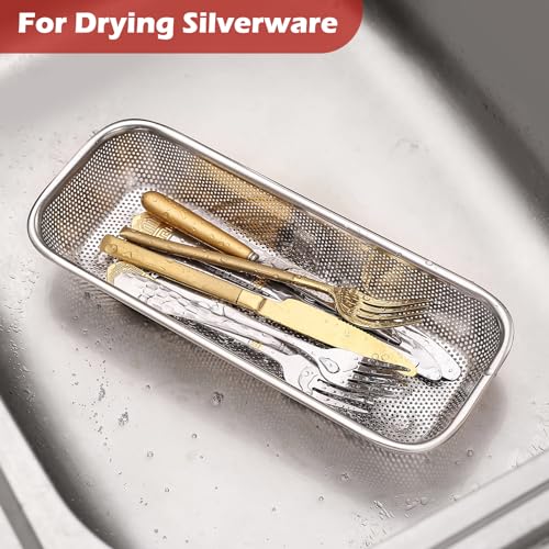 2Pack Stainless Steel Tumbler Cup Lid Organizer Inside Cabinet, Mason Jar Lid Holder, Rectangular Basket for Storage of Silverware, Chopsticks, straws and Utensils - style: SilverIndustrial-2pack