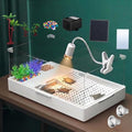 Geegoods Turtle Tank Aquarium (Tank + Light + Water Pump), Turtle Tank Starter Kit with Platform Plants for Small Reptiles Habitat（23.6"×14.2"×10.4"） - size: XL+Light+Water Pump
