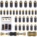 CheeMuii 32 PCS DOT Air Line Fittings 1/4" 3/8" 1/2" DOT Push Lock Air Fittings Brass and Plastic Straight Unions Quick Connect Air Hose Fittings Repair Kit - color: Black, size: 30 PCS