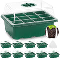 MIXC 10 Packs Seed Starter Tray Seed Starter Kit with Humidity Dome (120 Cells Total Tray) Seed Starting Trays Plant Starter Kit and Base Mini Greenhouse Germination Kit for Seeds Growing Starting - color: Green, size: 12 Cell