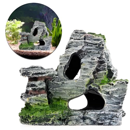 Artificial Moss Rock Cave Aquarium Decor, Fish Tank Hideout, Mountain Terrain Ornament