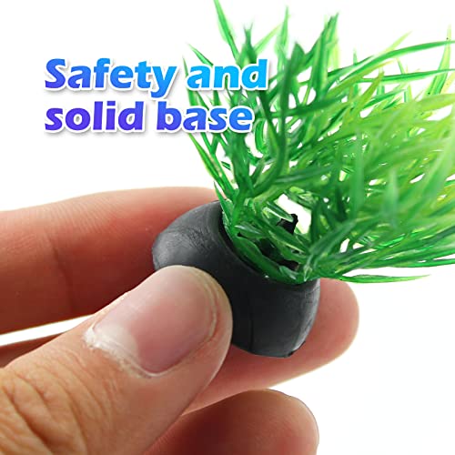 Piutouyar Green Aquarium Plant Ornaments, Artificial Water Plants, Lifelike Plastic Fish Tank Foreground Grass, Water Tank Decorations (10Pcs)
