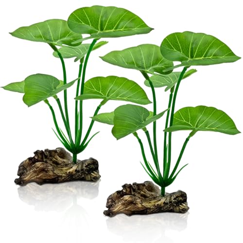 2-Pack Aquarium Decor Fish Tank Decorations 6-inch Betta Fish Tank Plants Leaf Hammock, Artificial Silk Aquarium Plants Betta Tank Accessories, Goldfish, Reptiles Plant Decor Driftwood - color: A (2-pack)