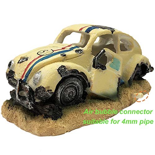 SLOCME Aquarium Bubble Wreck Car Decorations - Fish Tank Bubble Car Decor for Air Bubbler Oxygen Pump，Resin Material Car Decor