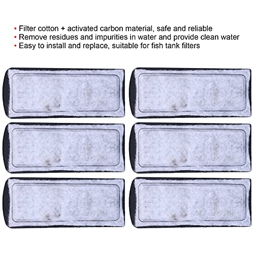 Watris Veiyi Fish Tank Filter Cartridge, 6Pcs Aquarium Filter Cotton Replacement, Wall Mounted Filter Accessory Cartridge Carbon Supplies, 5.3x2.2in
