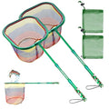 DaddyGoFish Kids Fishing Net - Extendable Telescopic Landing Net for Boy Girl Children Catching Small Fish Crab Shrimp Minnow Dragonfly Beach Pier Lake River Ocean - color: Style 3 (2 Pack, Green + Green)